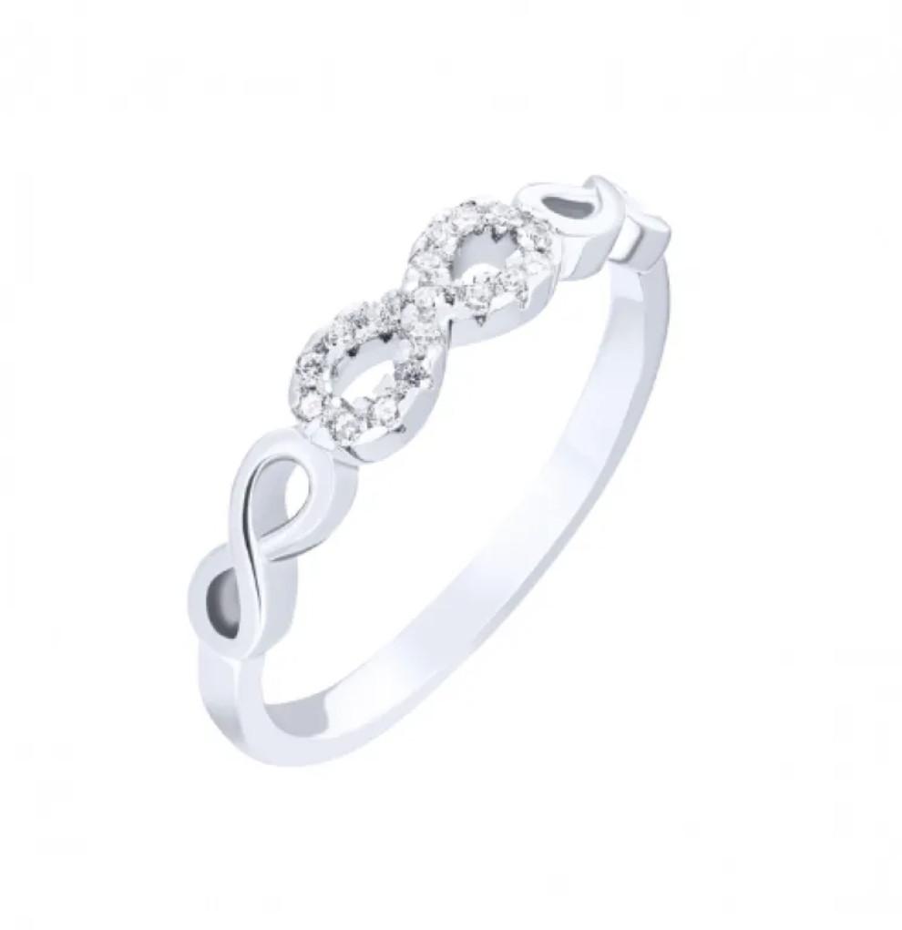 Кольцо серебряное женское с белыми камнями бесконечность серебро 925 пробы р. 17 (1015)