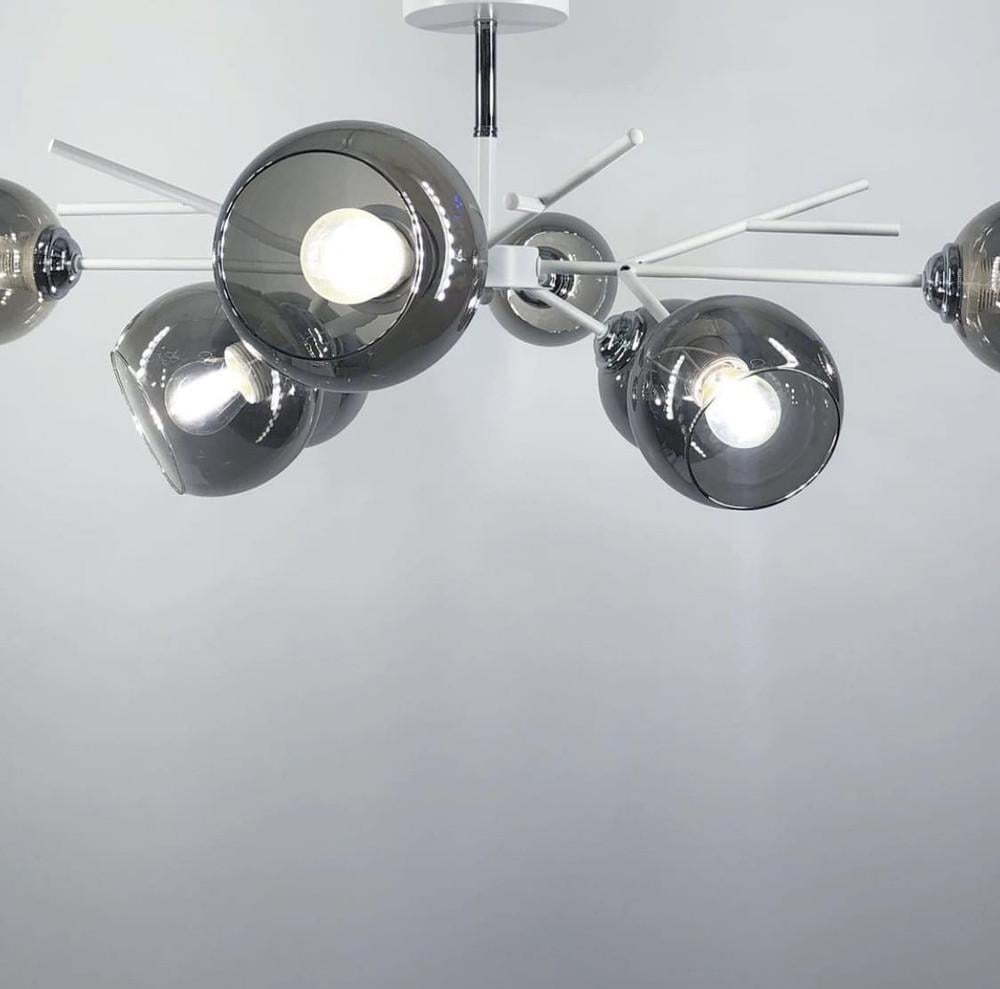 Люстра стельова на 8 графітових плафонів Білий (088/8 WT) - фото 5 Люстра стельова на 8 графітових плафонів Білий (088/8 WT) - фото 5