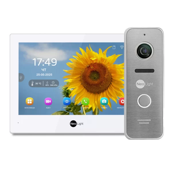 Комплект NeoLight ALPHA Hybrid HD KIT гібридний відеодомофон 8" з Wi-Fi та 2 Мп відеопанель SilverP (301764)