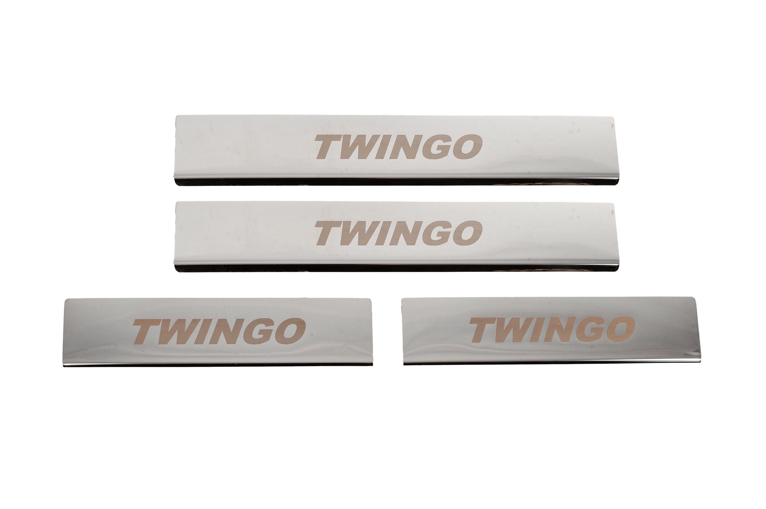 Накладки на пороги Carmos для Renault Twingo 2007-2014 гг. нержавеющая сталь Хром (187914)