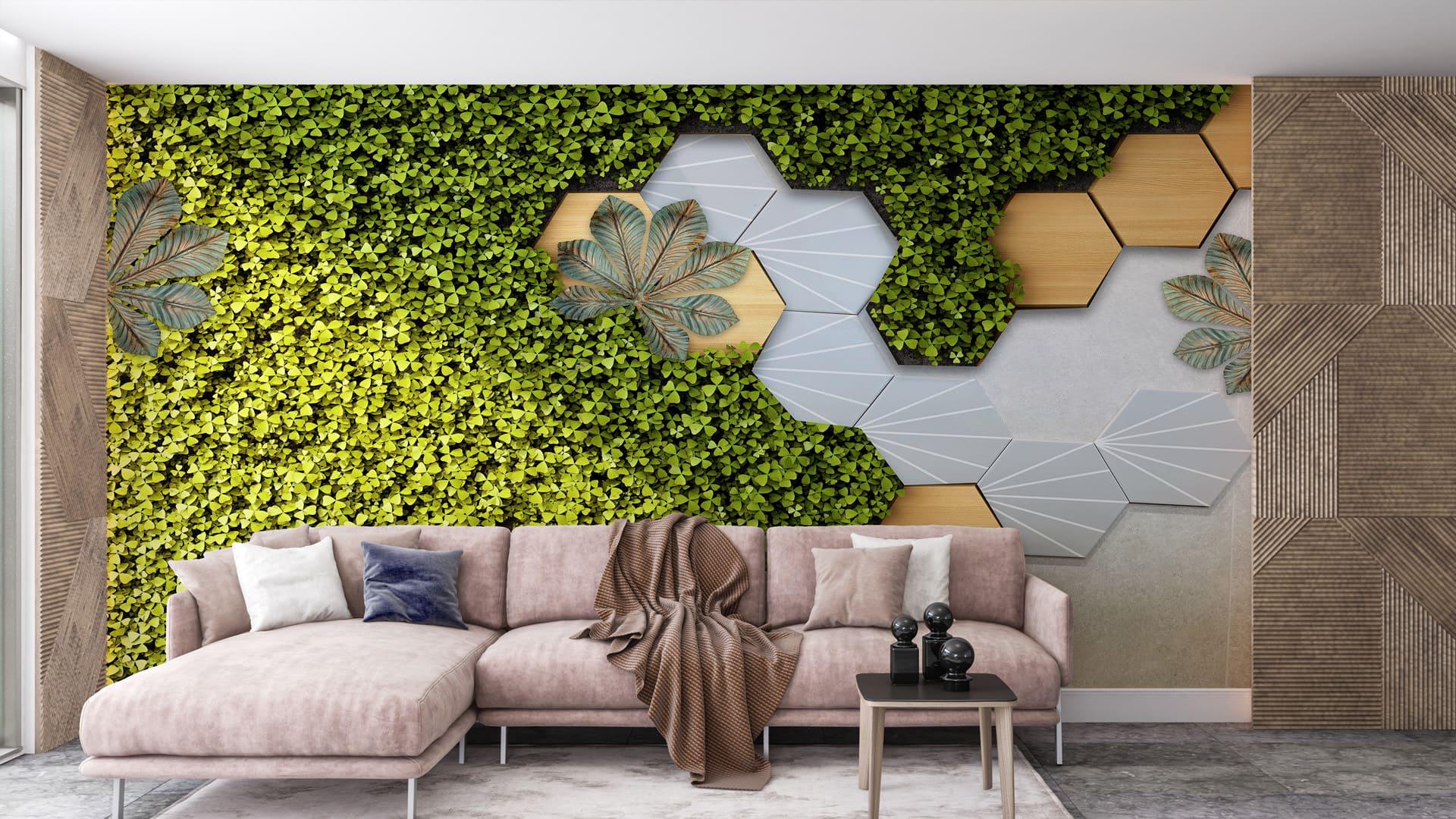 Фотообои флизелиновые Styleo Print-walls Зеленая структура 0744 400х250 см (Pw-0744/4)