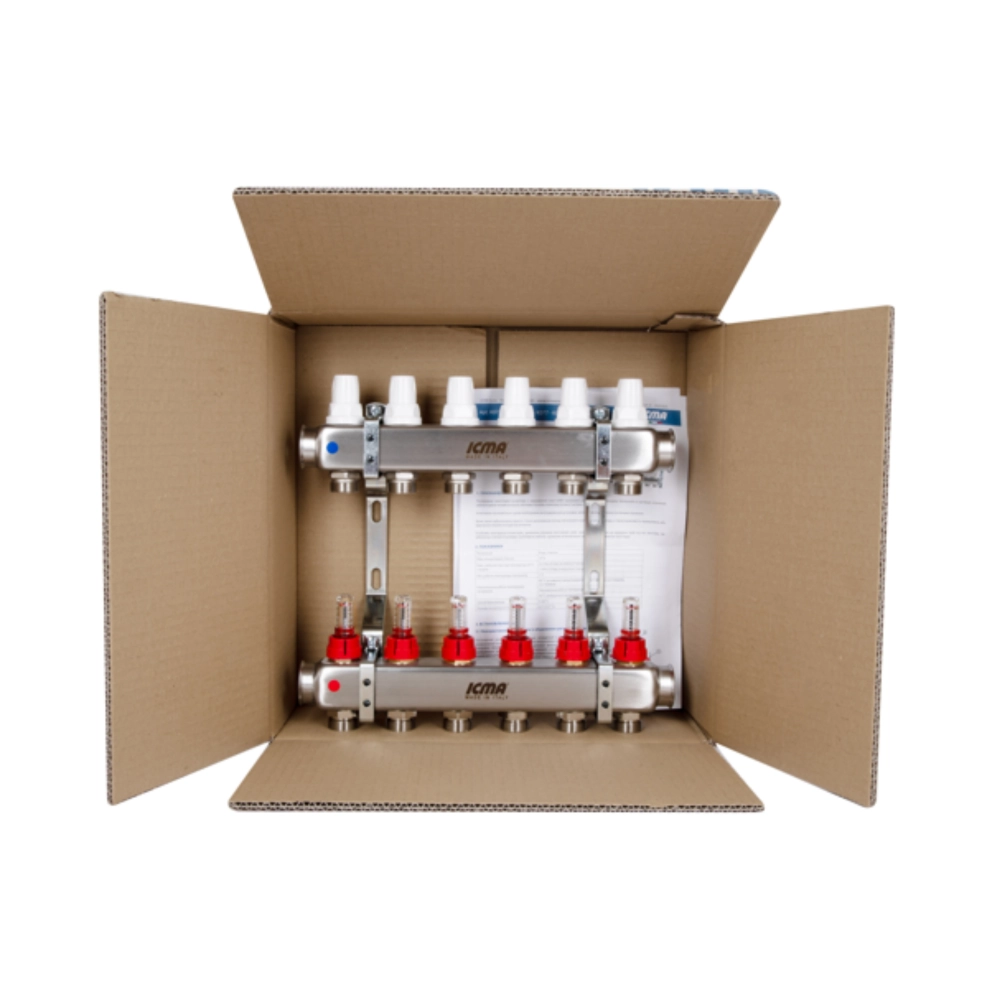 Коллектор ICMA №К073 из нержавеющей распределительный стали с расходомером 1" 6 выходов (SD00053339) - фото 10 Коллектор ICMA №К073 из нержавеющей распределительный стали с расходомером 1" 6 выходов (SD00053339) - фото 10