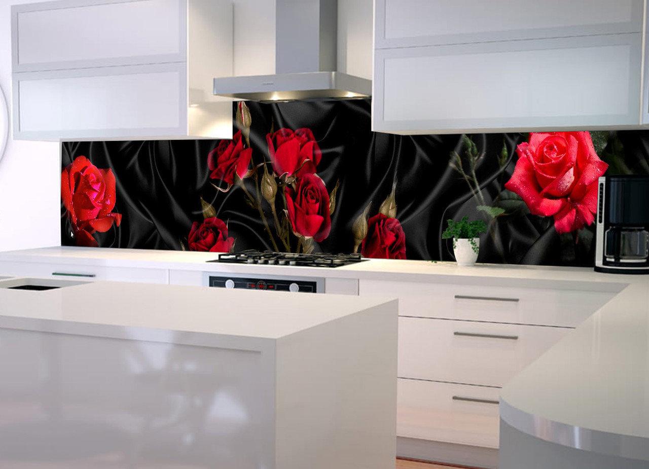 Кухонный фартук Роза tassin из самоклеющейся виниловой пленки 65х250 см Красный