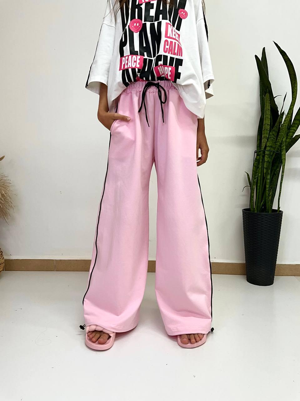 Штани літні карго/палаццо на дівчинку A Kids 152-158 см Рожевий (26721166)