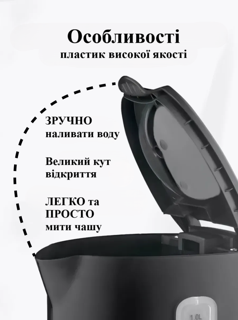 Електричний чайник RAF7901 дисковий 900 Вт 1 л Чорний (27339874) - фото 2 Електричний чайник RAF7901 дисковий 900 Вт 1 л Чорний (27339874) - фото 2