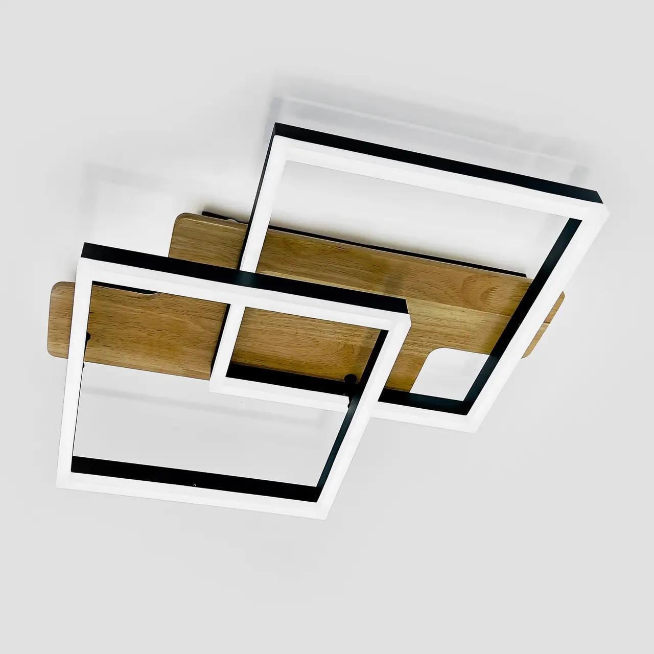 Люстра светодиодная ESLLSE WOODY 85W/2S/APP/500x430x135/220V/IP20 Black/White/Wood (27712887)