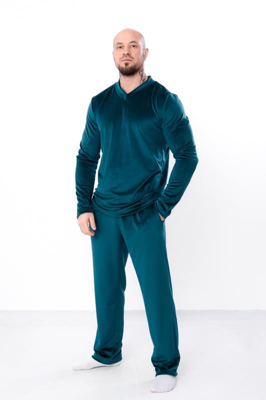 Комплект велюровий піжамний однотонний  чоловічий Носи Своє р. 60 Смарагдовий​ (8149-030)