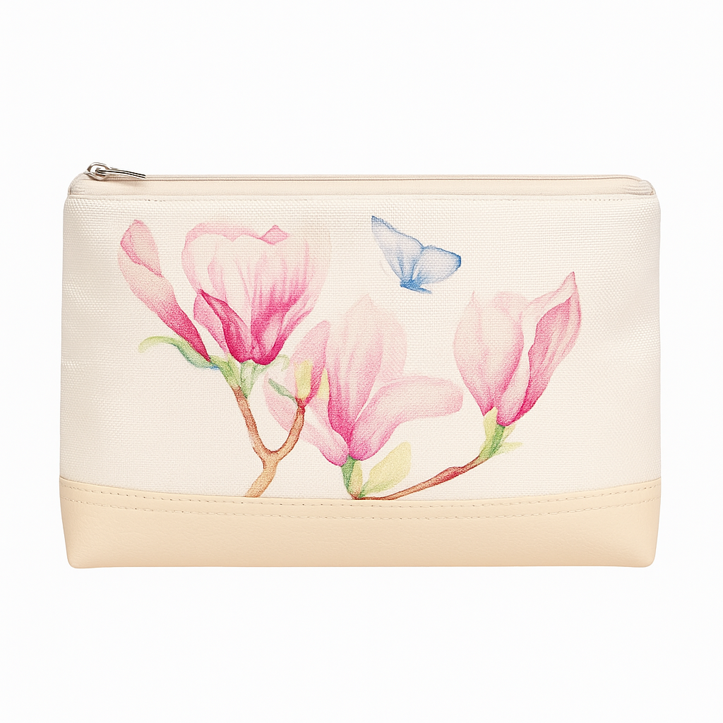 Косметичка женская дорожная Presentville Lovely Магнолия и бабочка (KK_CLF006_SBR)