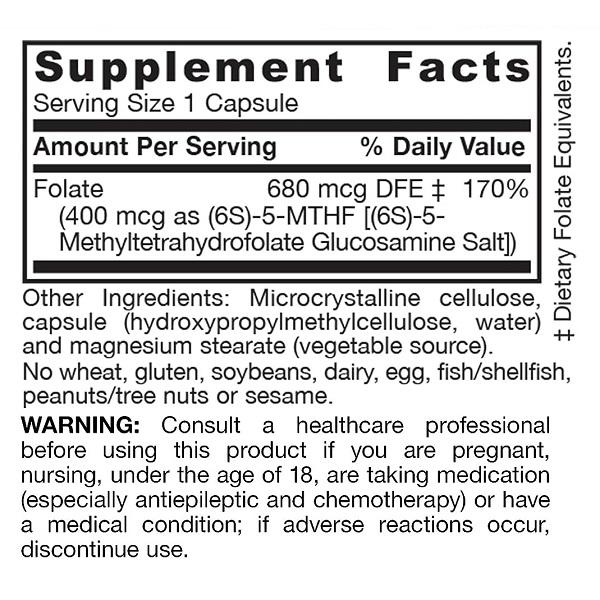 Фолієва кислота Jarrow Formulas Methyl Folate 400 mcg 60 Veg капс. (000001849) - фото 2