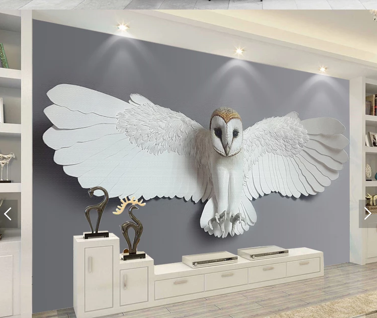 Фотообои флизелиновые 3D для спальни/зала/кухни моющиеся Белая сова