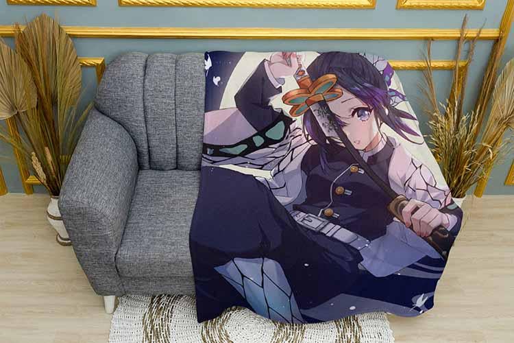Плед Shinobu Kochо with a sword Demon Slayer плюш двухслойный 135х150 см (113092-2)