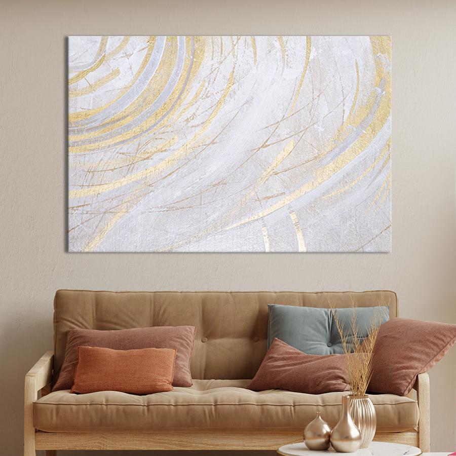 Настінний декор картина на холсті для інтер’єру Золоті лінії 80x54 см (25-1)
