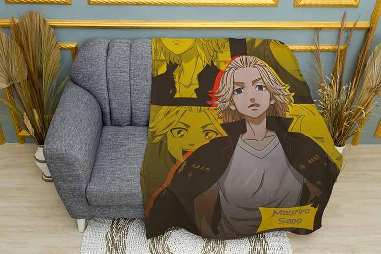 Плед Manjiro Sano Collage Tokyo Revengers плюш двухслойный 150х210 см (113760-3)