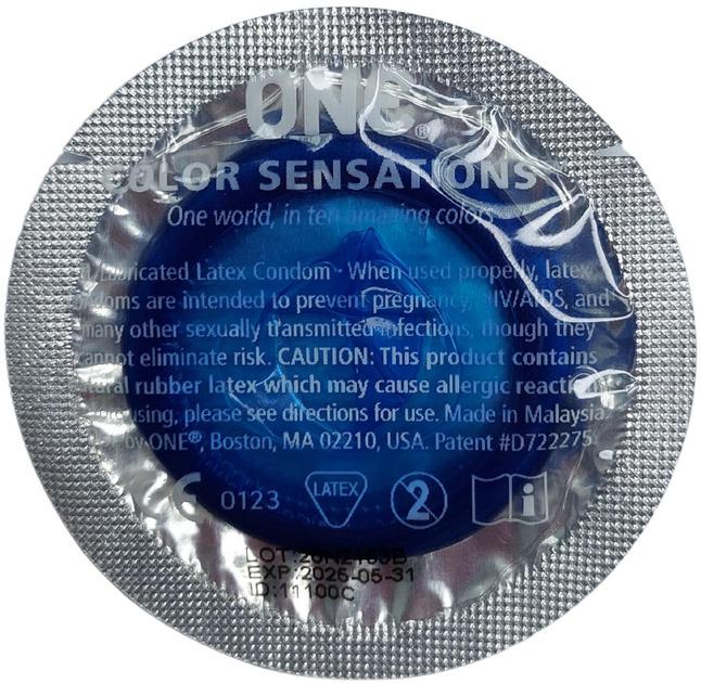 Набір презервативів латексних ONE Color Sensation із силіконовою змазкою 5 шт. Синій (202163-6)