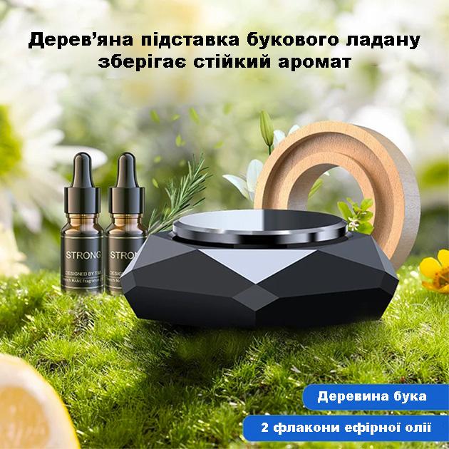 Ароматизатор автомобільний і 2 флакони аромаолії Car Aroma металевий сплав Чорний - фото 4