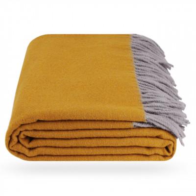 Плед бовария дабл 140х210 см Серо-Горчичный - фото 1 Плед бовария дабл 140х210 см Серо-Горчичный - фото 1