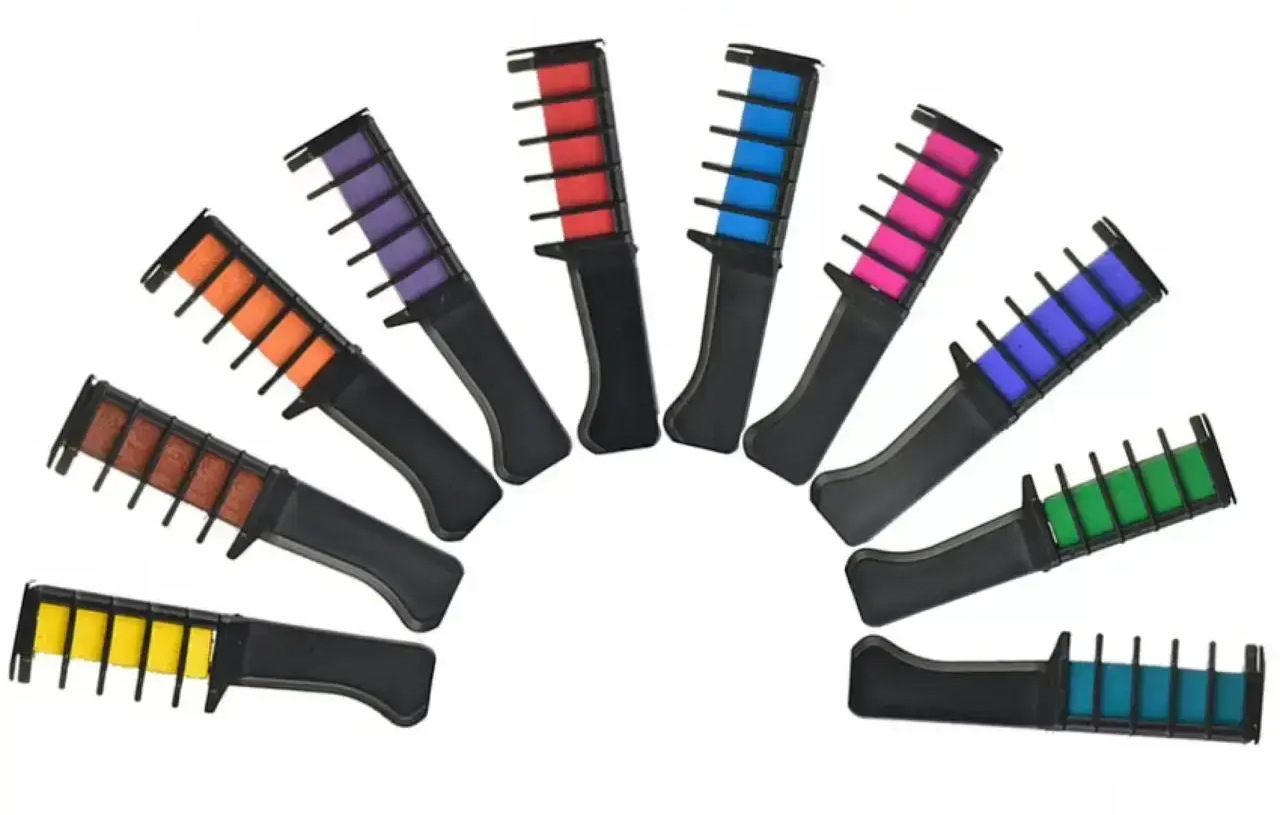 Набор мелков для волос в расческе Hair chalk для детей и взрослых 10 шт. 10 см Разноцветный (opt-15297)
