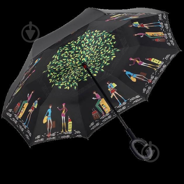 Зонт Lesko Up-Brella Picasso обратного сложения Черный (2907-7804)