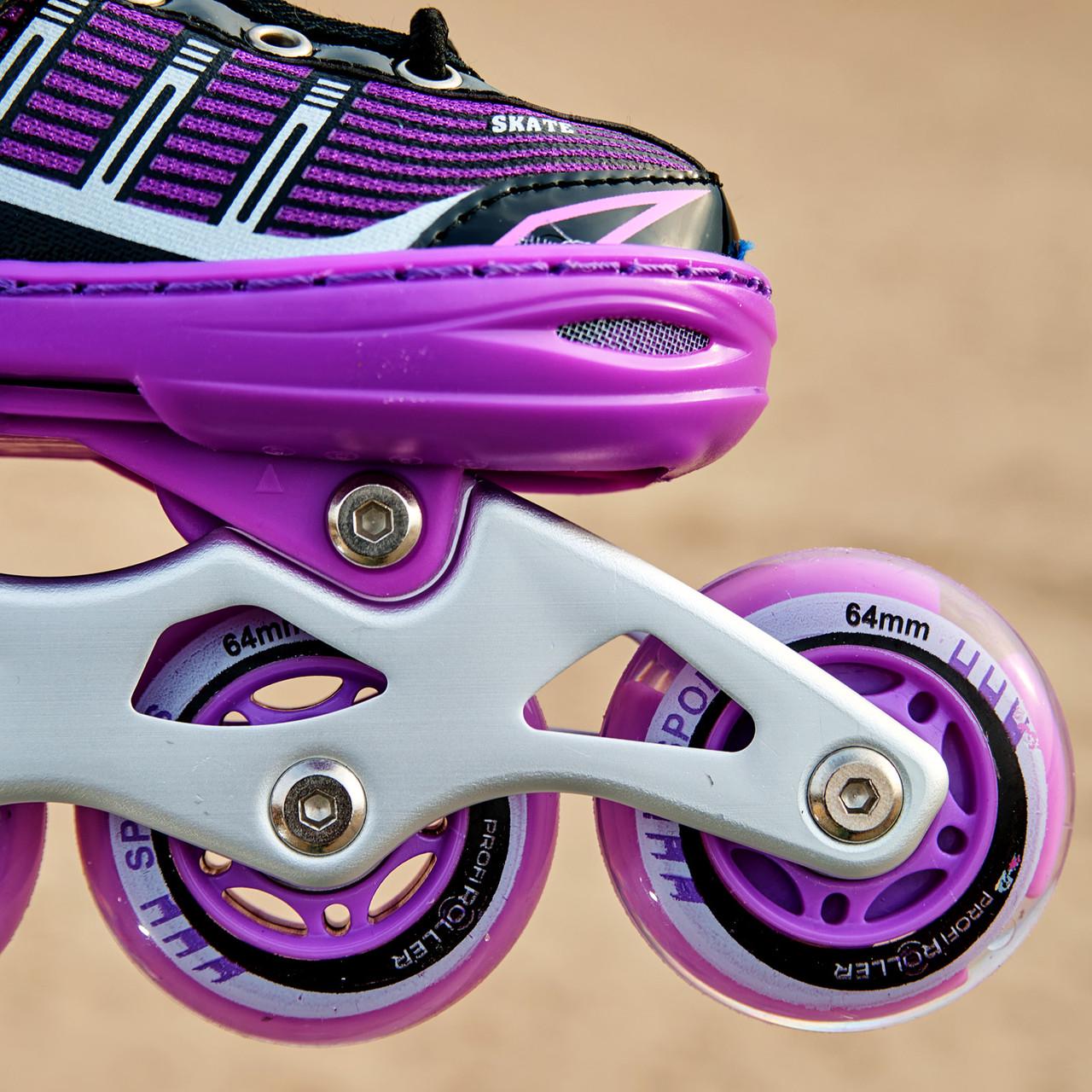 Ролики детские раздвижные ROLLER SPORT 2668 г. 27-30 Фиолетовый (1830478838) - фото 3