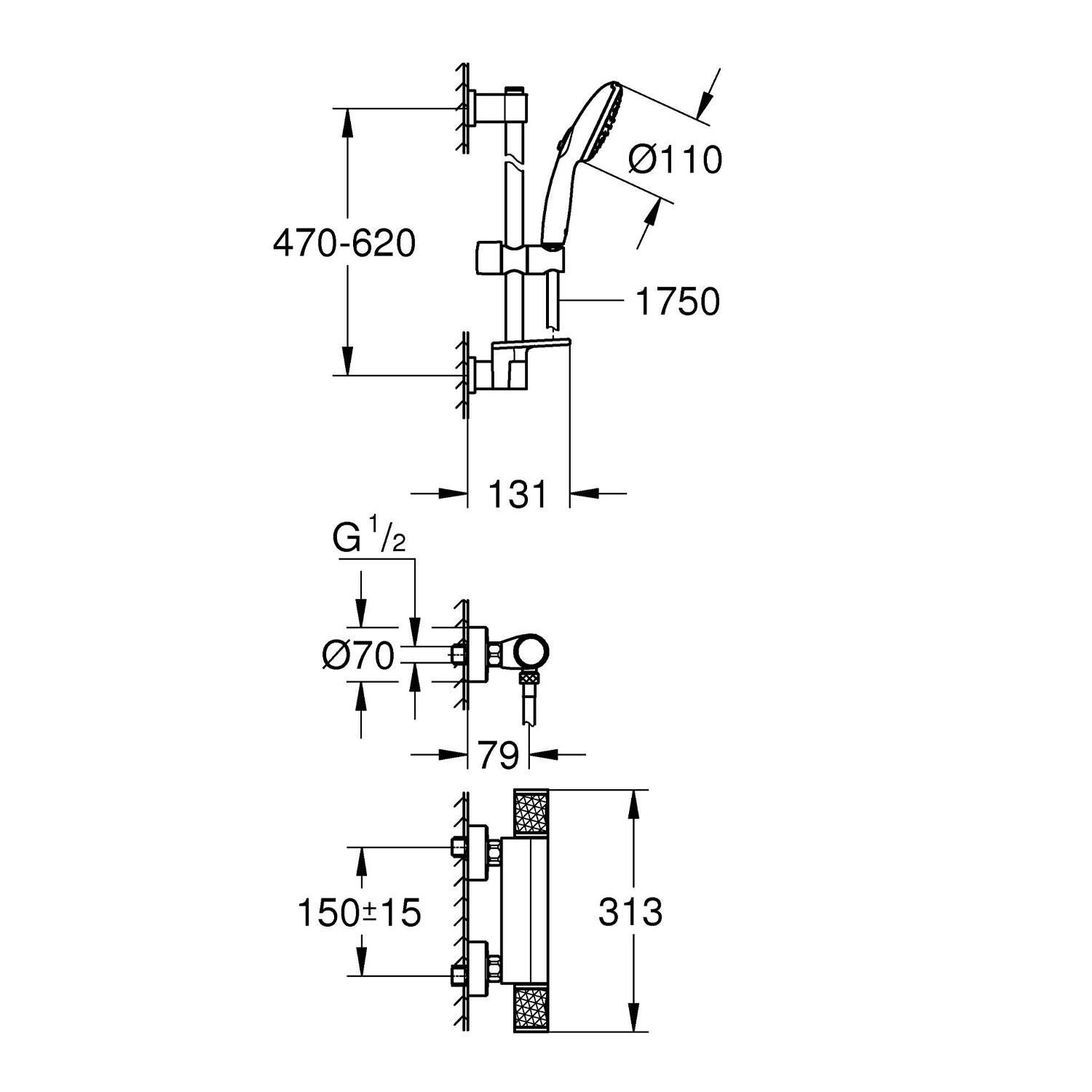 Змішувач для душу Grohe QuickFix Precision Feel 34791001 CV034495 з термостатом Хром (233404) - фото 19