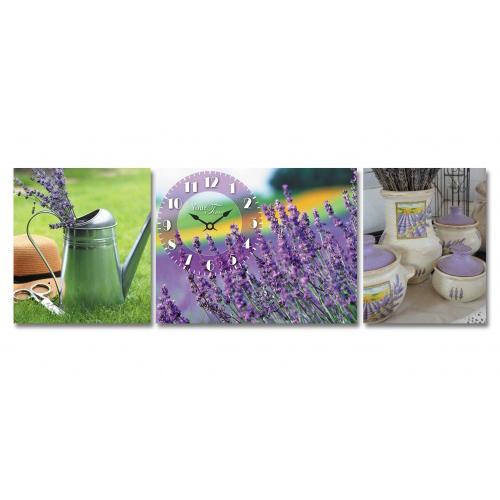 Часы настенные Лавандовое настроение на холсте 3х секционные (ST-06-311) Часы настенные Лавандовое настроение на холсте 3х секционные (ST-06-311)