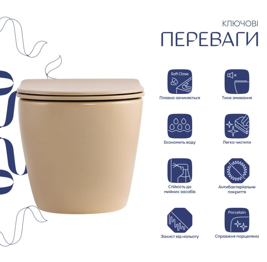 Унітаз підвісний Qtap Robin Ultra Quiet з сидінням Slim Duroplast/Soft-close/Quick relase (QT13332381АSSB) - фото 8