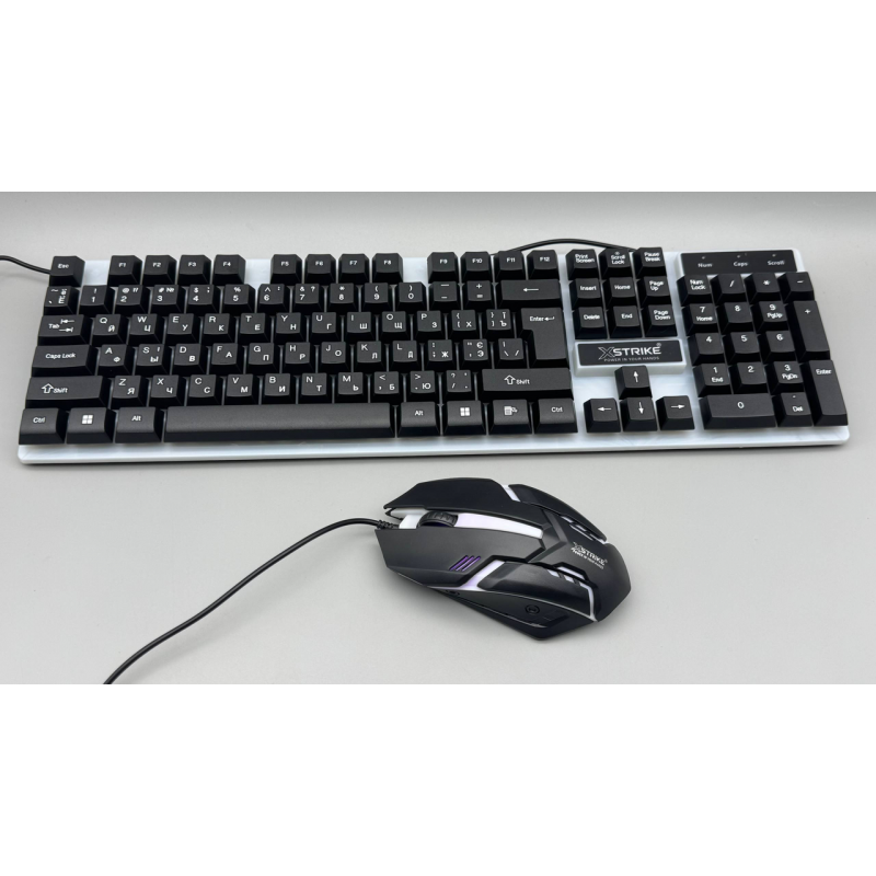 Комплект клавиатуры и мыши XSTRIKE X-1014 USB UA/RU/ENG с RGB-подсветкой Черный (PH01004)
