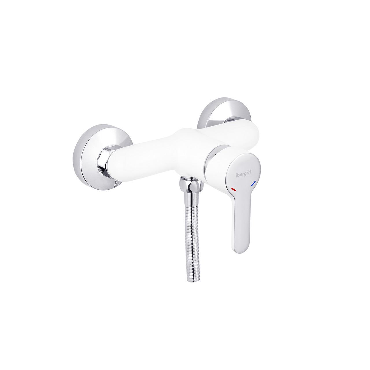 Смеситель для душа IBERGRIF Square M12022W с ручным душем Белый/Хром (CV028470)