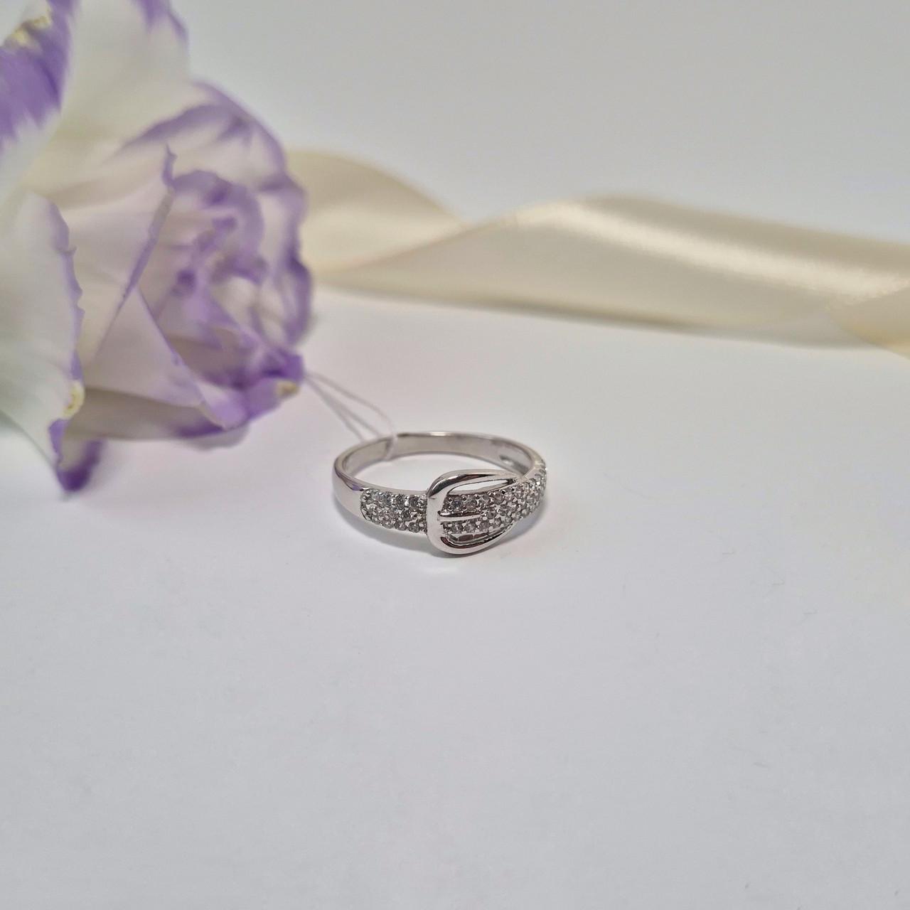 Каблучка з каменями джинс срібло 925 проби родоване р. 17,5 2,31 г (10230р) - фото 3