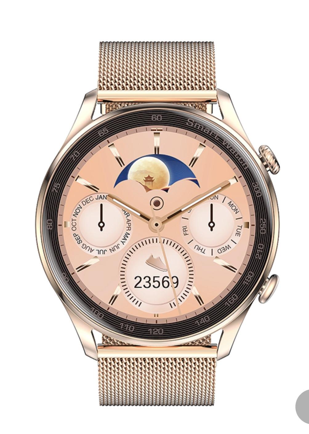 Смарт-часы Lemfo Ak32 Gold пульсометр/тонометр/разговор 2 ремешка - фото 5