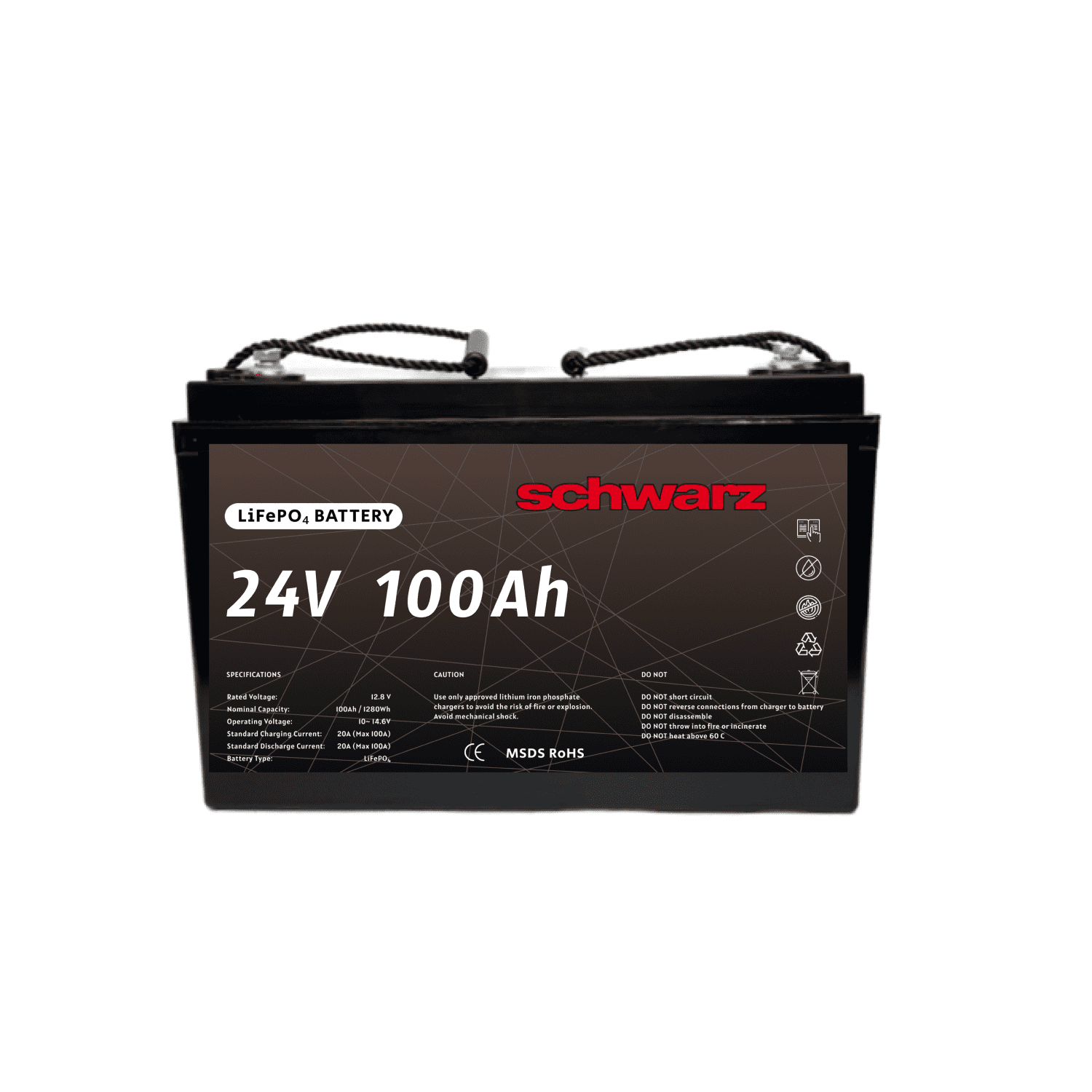 Акумулятор літій-залізо-фосфатний LiFePo4 Schwarz 25,6V 100 Ah BMS (d3188e53)