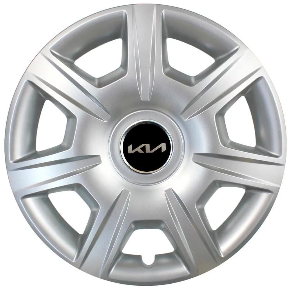 Колпаки SJS 327 з логотипом KIA NEW R15 4 шт. Серебристый (2789080979)