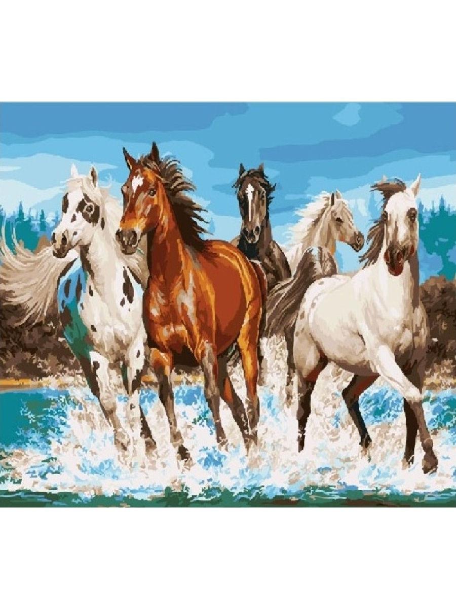 Картина за номерами Strateg Браві коні 40x50 см (VA-1931)