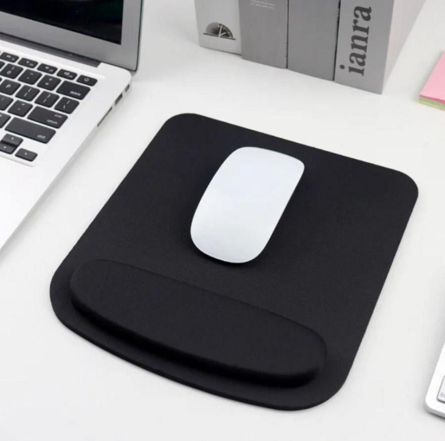 Коврик для мыши с подставкой под запястье эргономичный 23х21 см Черный (КДМ-126-1)