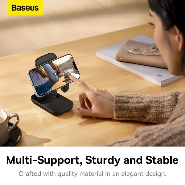 Підставка для телефону настільна BASEUS Seashell Series Folding Phone Stand Чорний (2424583765) - фото 2