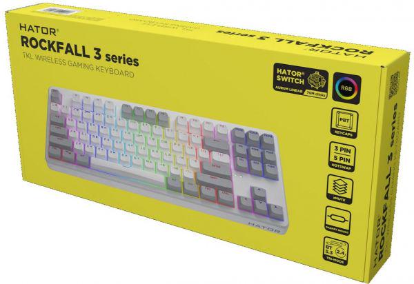 Клавіатура Hator Rockfall 3 Mecha TKL Wireless Orange White (HTK851UA) - фото 6 Клавіатура Hator Rockfall 3 Mecha TKL Wireless Orange White (HTK851UA) - фото 6