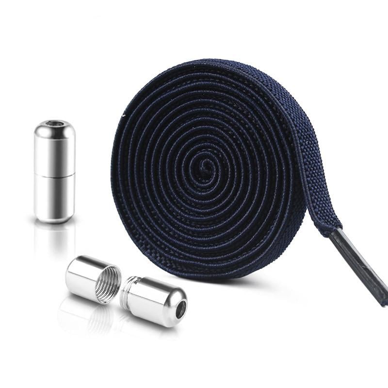 Шнурки для взуття плоскі зі срібним затискачем гумові Темно-синій (22874806) - фото 1 Шнурки для взуття плоскі зі срібним затискачем гумові Темно-синій (22874806) - фото 1