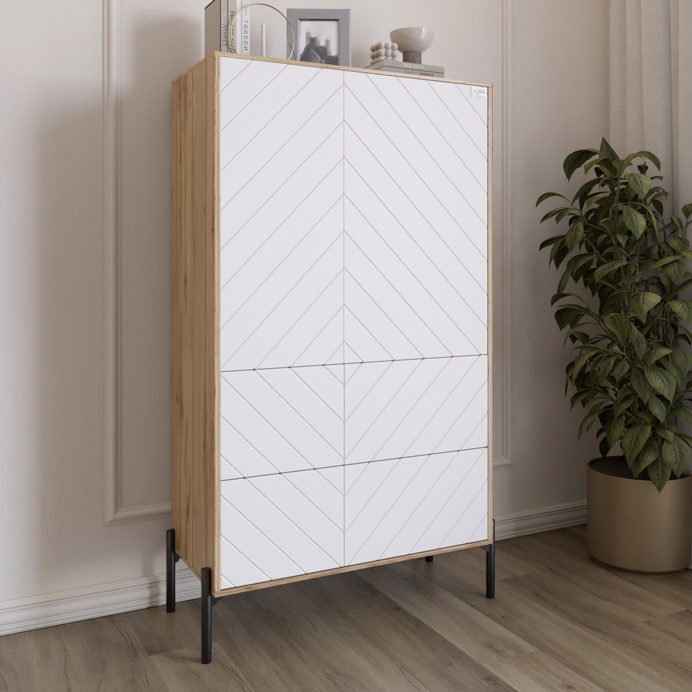 Комод-пенал Lion Амарант 84x40x150 см Дуб Аппалачи/Белый (LION-042141)