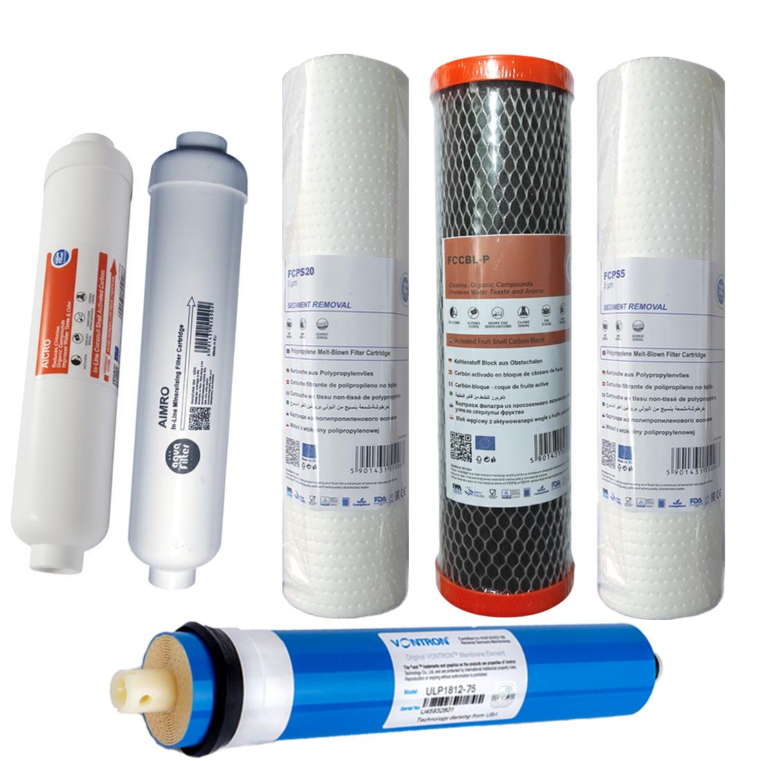 Набор Aquafilter для систем обратного осмоса PP20-BL-PP5/Постфильтр/Минерализатор/Мембрана Vontron 75 (2098934153)