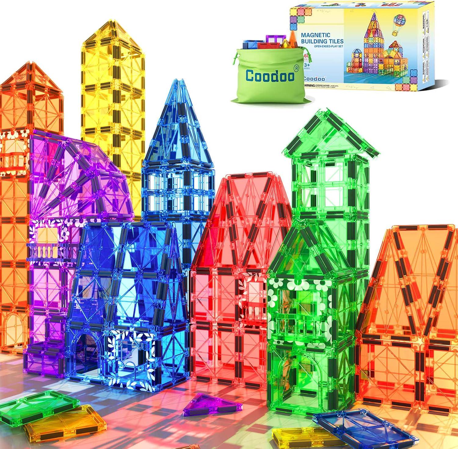 Конструктор магнітний Coodoo Magnetic Building Tiles Magworld Set 60 деталей Конструктор магнітний Coodoo Magnetic Building Tiles Magworld Set 60 деталей