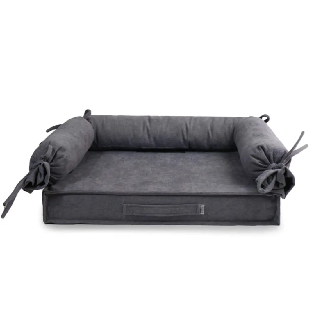 Лежак HugRoll велюр Сірий (L-17/2) Лежак HugRoll велюр Сірий (L-17/2)