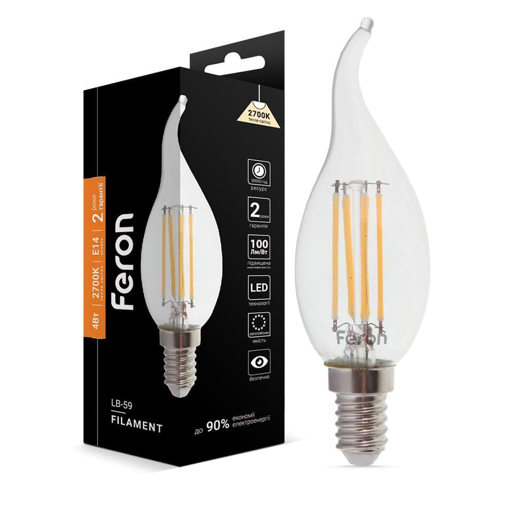 Светодиодная лампа Feron Filament LB-59 4 Вт E14 2700K (14378)