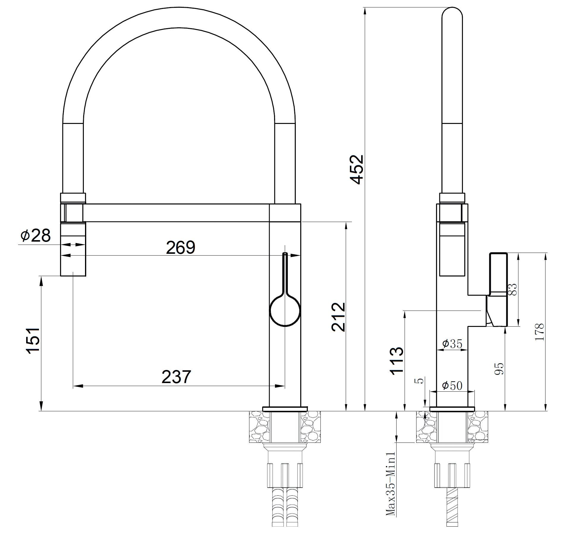 Кухонный смеситель Fabiano FKM 68P SS Nano Graphite - фото 2