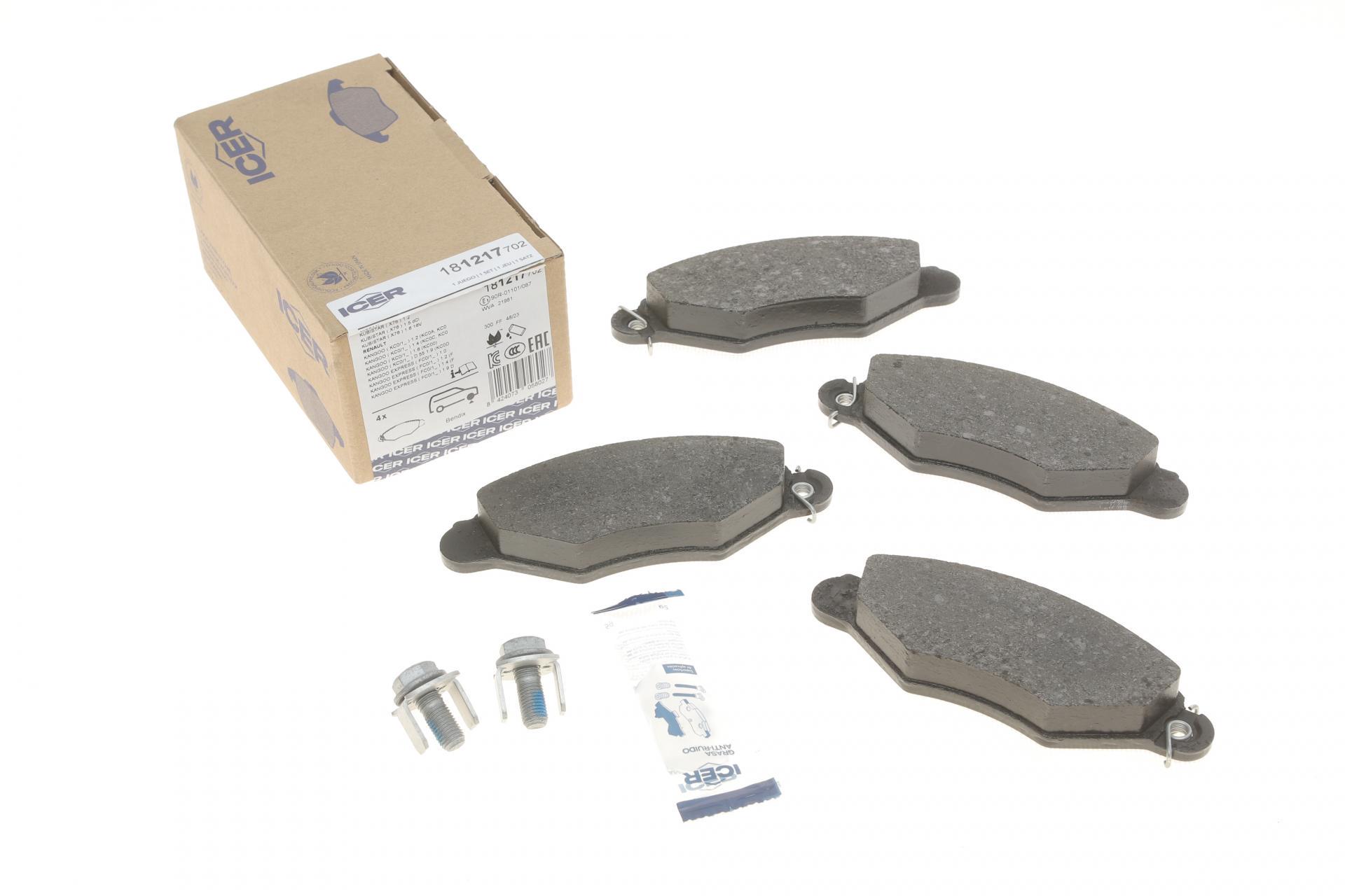 Колодки тормозные передние ICER для Renault Kangoo 97-/Nissan Kubistar 03- (181217-702) Колодки тормозные передние ICER для Renault Kangoo 97-/Nissan Kubistar 03- (181217-702)