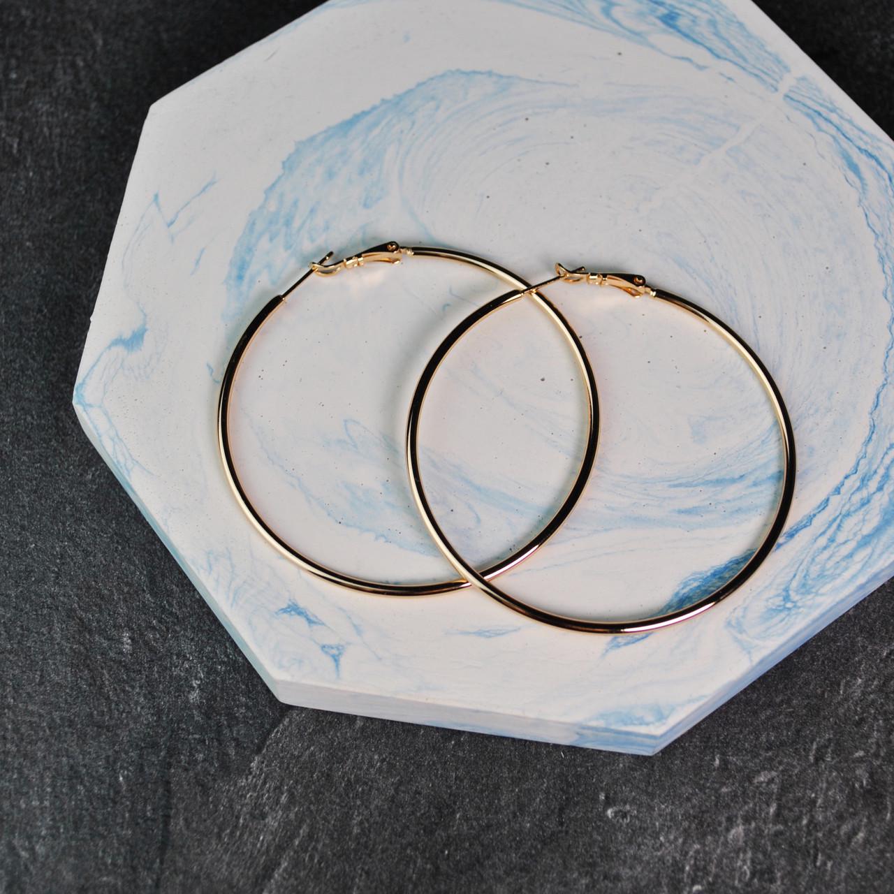 Сережки кільця конго медична сталь позолота 6 см (x065-2) - фото 4