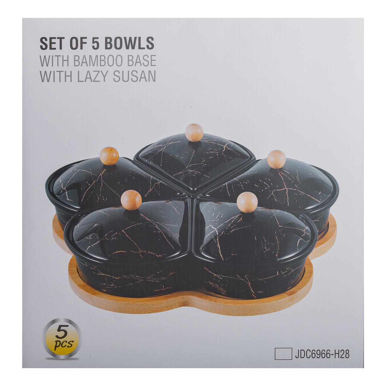 Менажниця порцелянова на підставці що обертається 5 секцій Білий (HP-1217) - фото 8 Менажниця порцелянова на підставці що обертається 5 секцій Білий (HP-1217) - фото 8