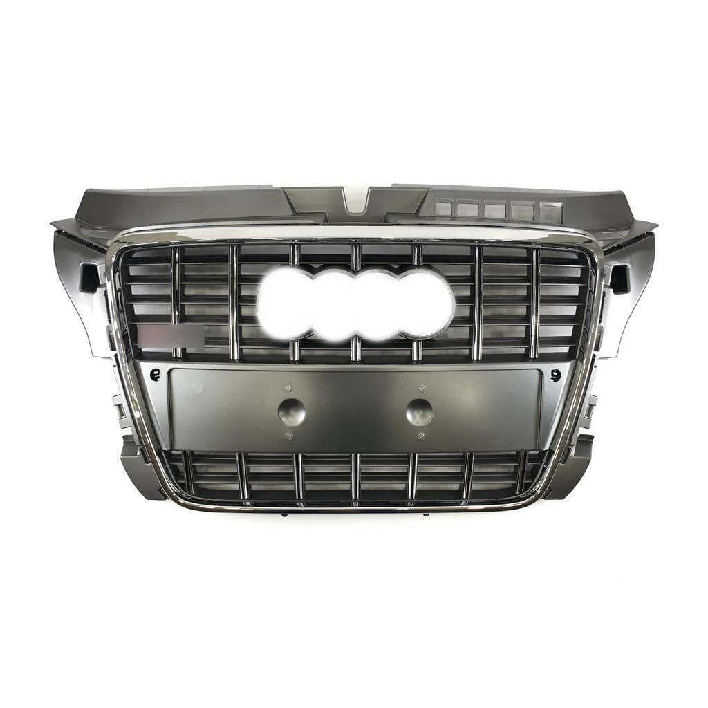 Передняя решетка S-style 2008-2012 с хромом GT Tuning для Audi A3 2003-2012 ABS Серый