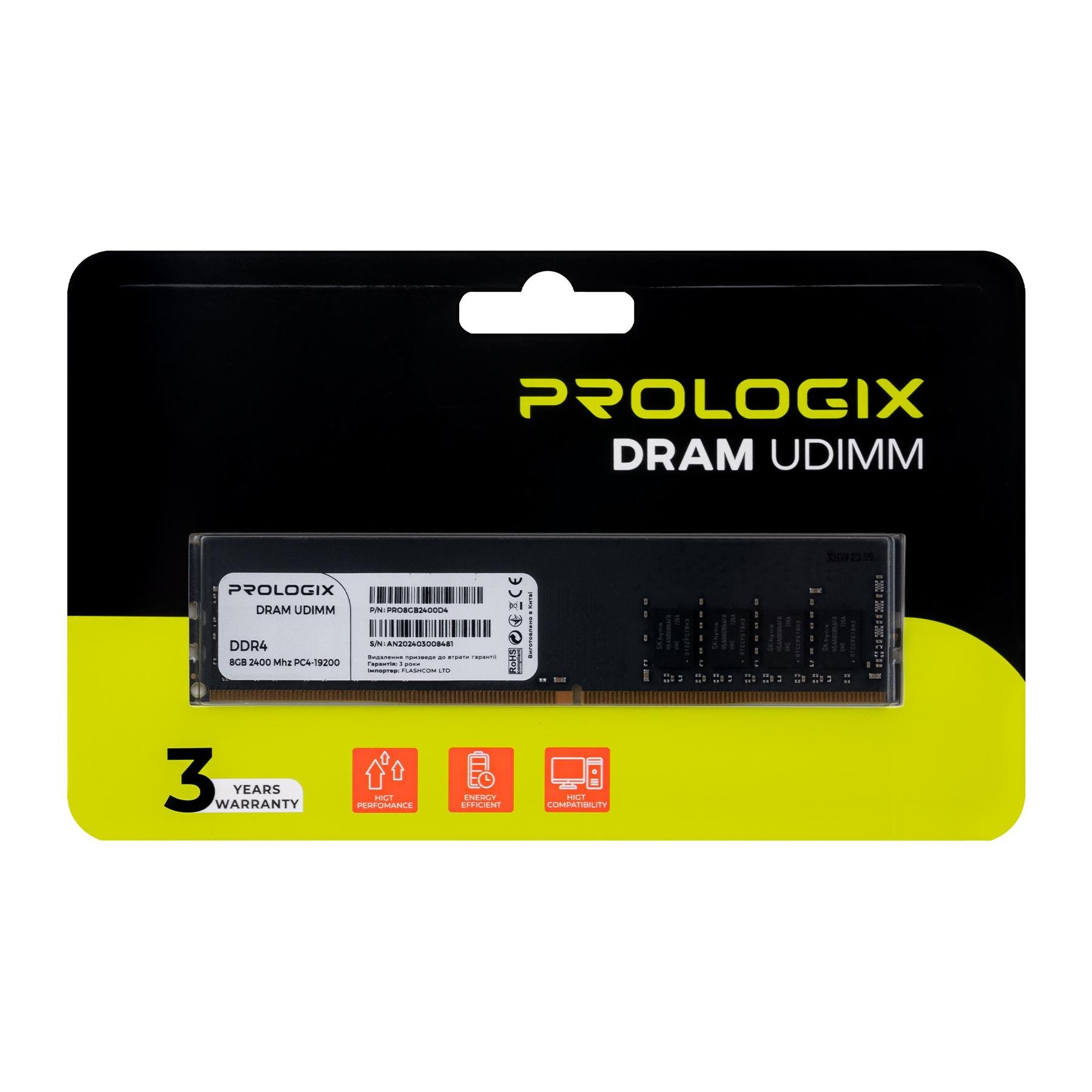 Оперативна пам'ять PrologiX DDR4 8 Гб 2400 MHz (PRO8GB2400D4) - фото 4 Оперативна пам'ять PrologiX DDR4 8 Гб 2400 MHz (PRO8GB2400D4) - фото 4