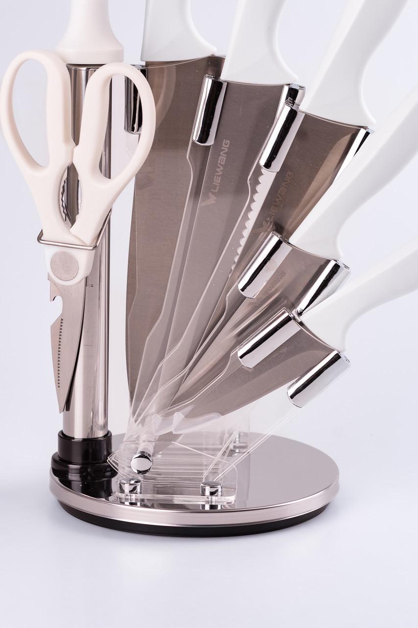 Набор кухонных ножей на подставке 7 предметов Белый - фото 5