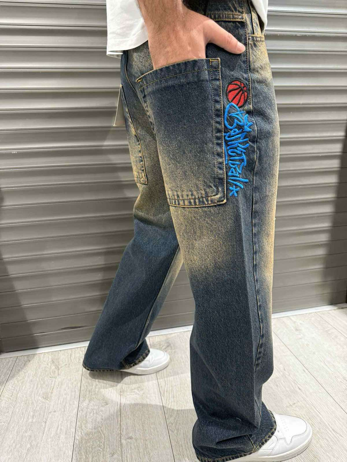 Джинсы мужские John Lucca широкие багги принт р. 28 Синий (00000000011) - фото 2